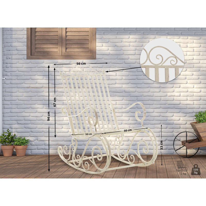 Sedia a dondolo Smilla crema anticata